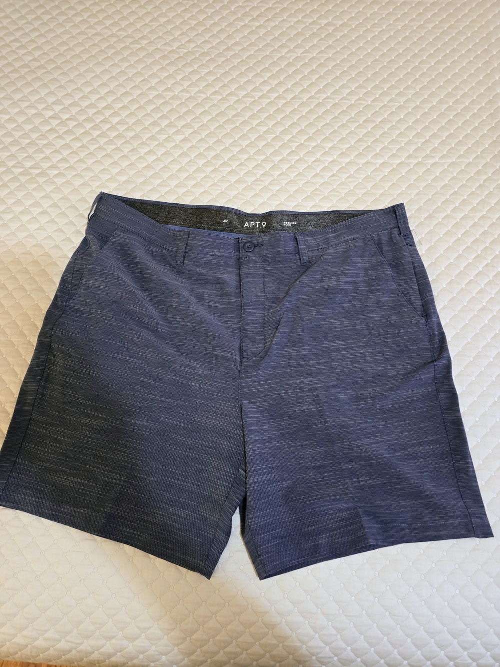 42W/ APT. 9 Men's Heathered Navy Flat Front Shorts